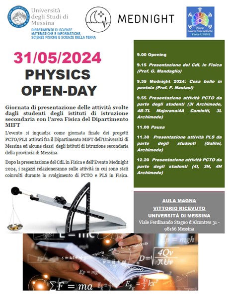 “Physics Open Day” Università degli Studi di Messina – 31 Maggio 2024