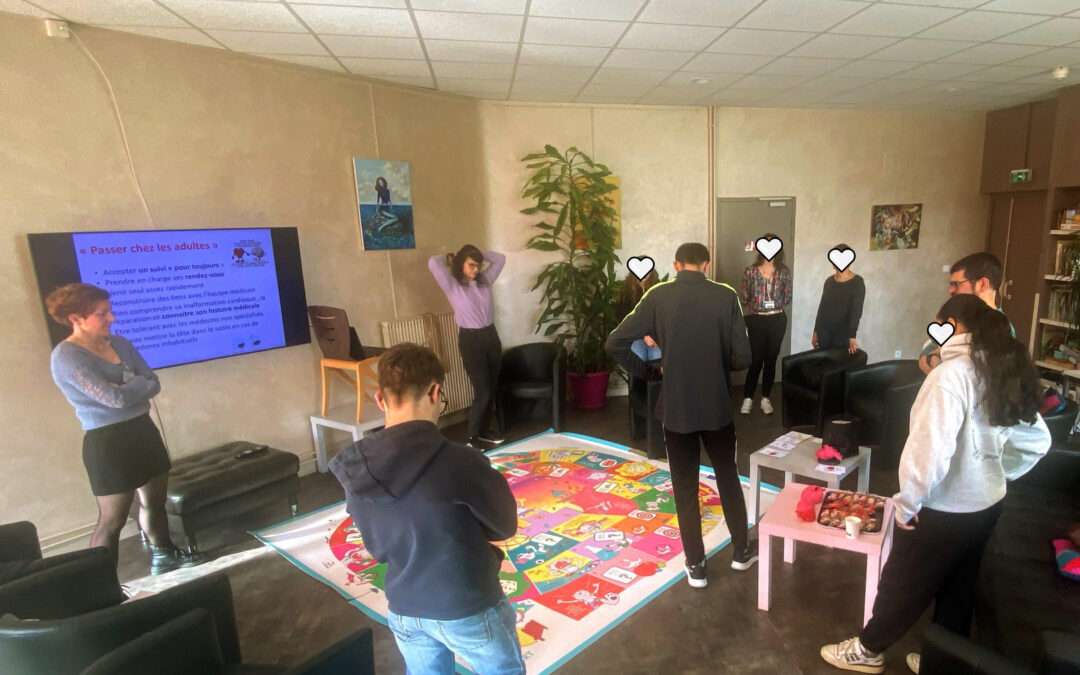 Scientific themed giant game “Health and Research” session for congenital cardiopathie teenagers